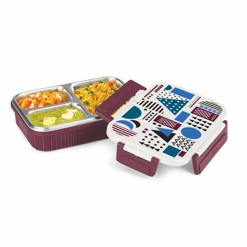 Milton Fun Feast Lunch Box 3 Compartments Vacuum Insulated Stainless Steel, Food Grade, PU Insulated