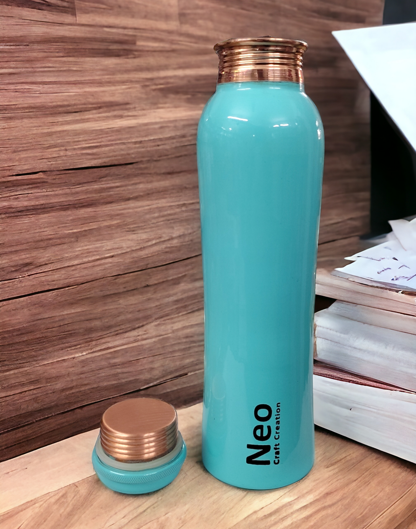 Neo Craft Pure Copper with Blue Color Water Bottle 1000ml, Leak Proof, Light Weight, Stylish