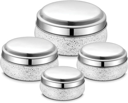 JENSONS Stainless Steel 4Pcs Belly Storage Set -Mirror Polish Stainless Steel Lids