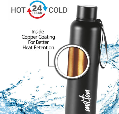 Milton Aura Thermosteel Water Bottle, 1000ml, 24 Hours Hot and Cold, Easy to Carry, Rust & Leak Proof