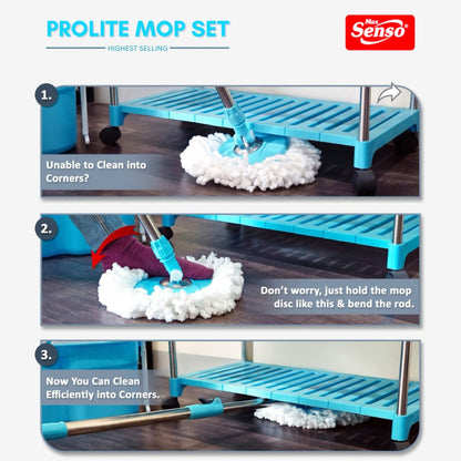 SENSO Prolite Cleaning Mop Set, 360 Degree Movement Mop Stick, Mop for Floor Cleaning