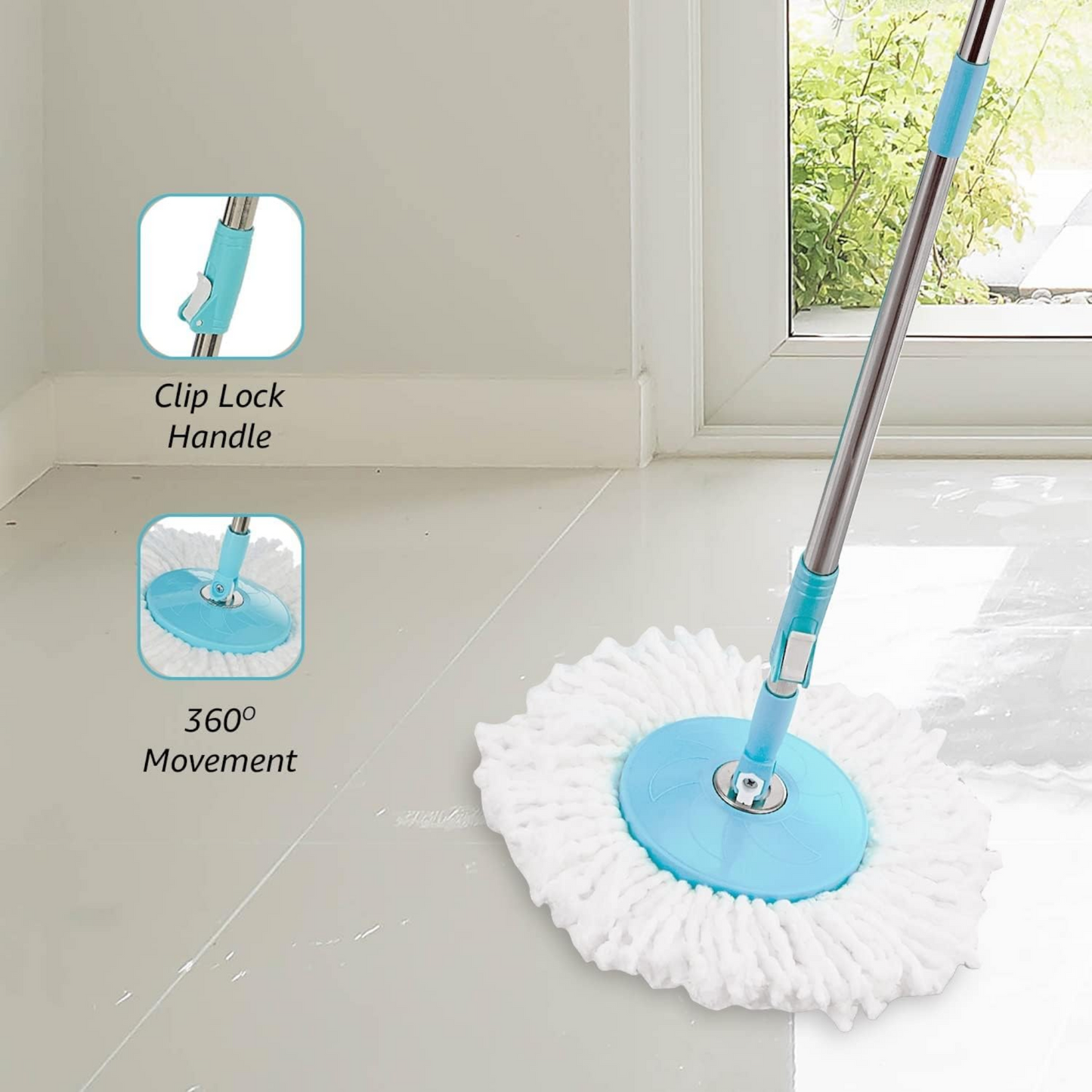 SENSO Prolite Cleaning Mop Set, 360 Degree Movement Mop Stick, Mop for Floor Cleaning