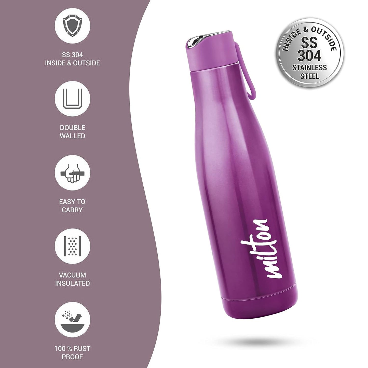 Milton Fame 1000ml Thermosteel Vacuum Insulated Stainless Steel 24 Hours Hot and Cold Water Bottle