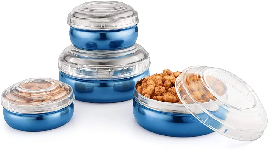 Belly Shape Stainless Steel, Storage Set -with Polycarbonate Lids