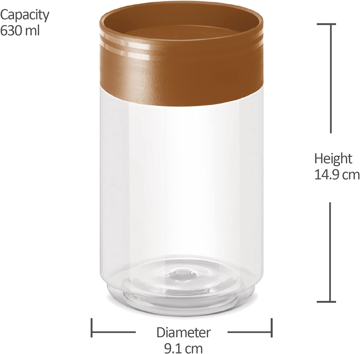 MILTON Stack IT Plastic Storage Jar, Brown | Air Tight | Storage Jar | Kitchen Organiser | BPA Free | Stackable | Modular | Food Grade | Multipurpose Jar