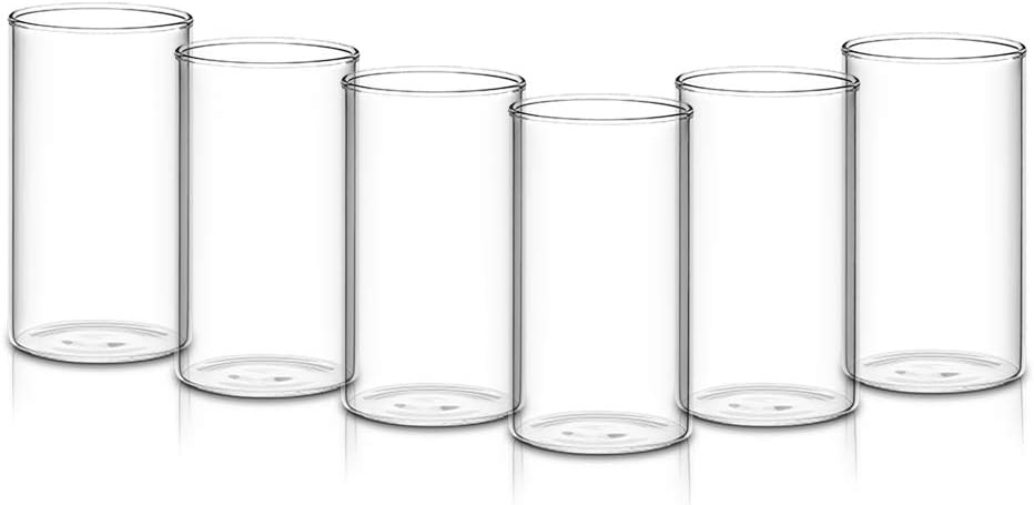 Borosil Vision Glass Set of 6 pcs Transparent Drinking Glass, Flame Proof, Microwave & Dishwasher Safe